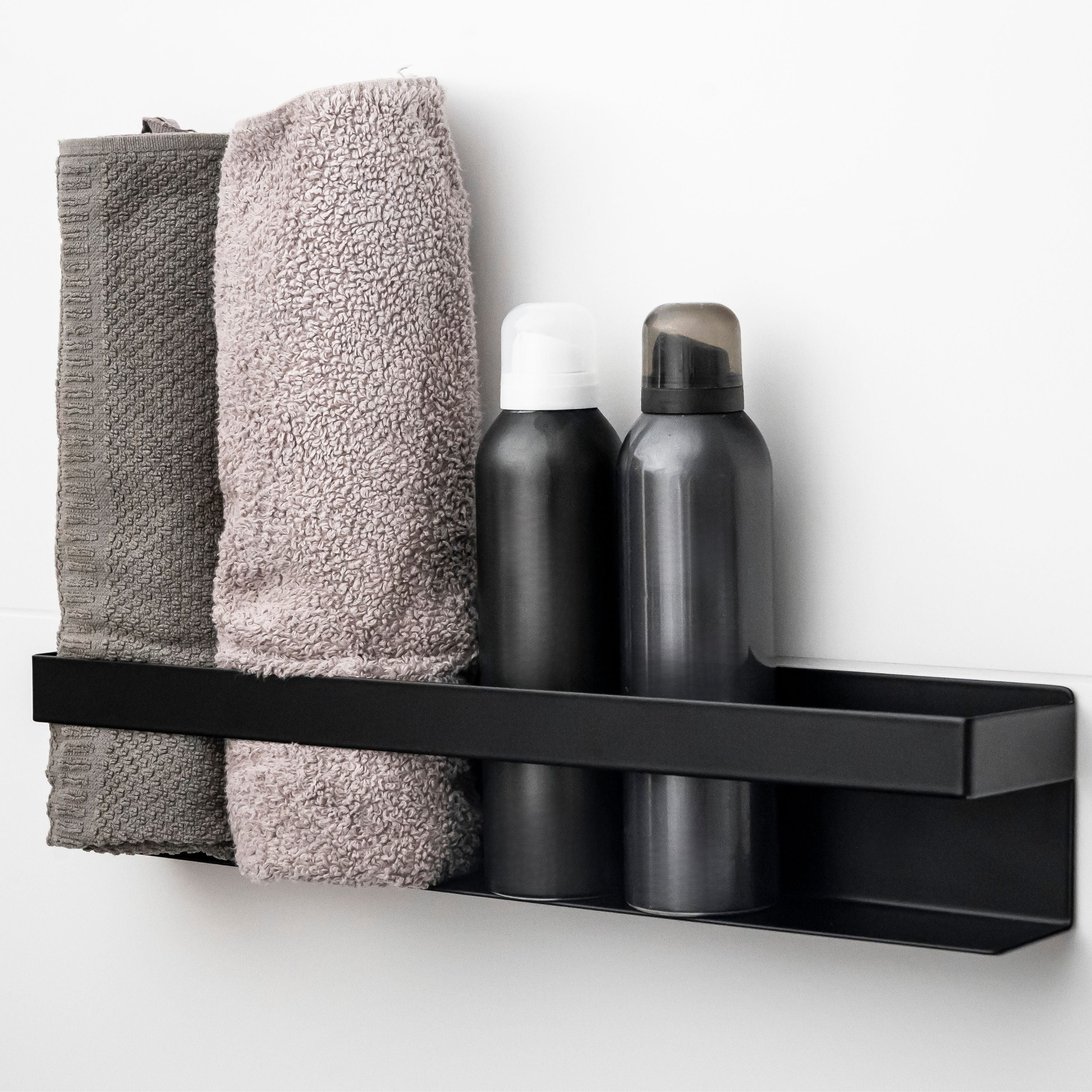 ELMOWO - Edelstahl Handtuchregal ohne Bohren für 5 Handtücher (schwarz)