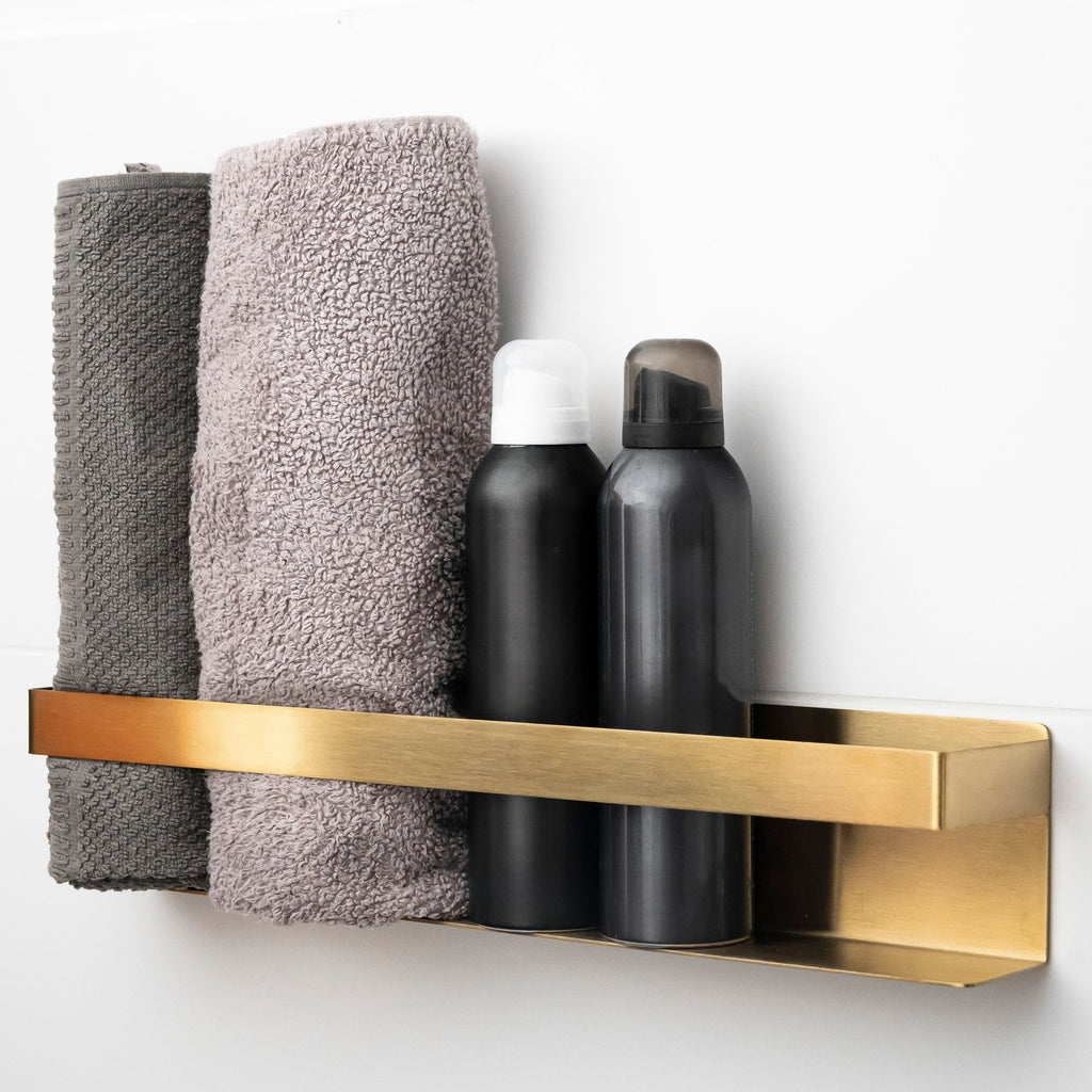 ELMOWO - Edelstahl Handtuchregal ohne Bohren für 5 Handtücher (gold)