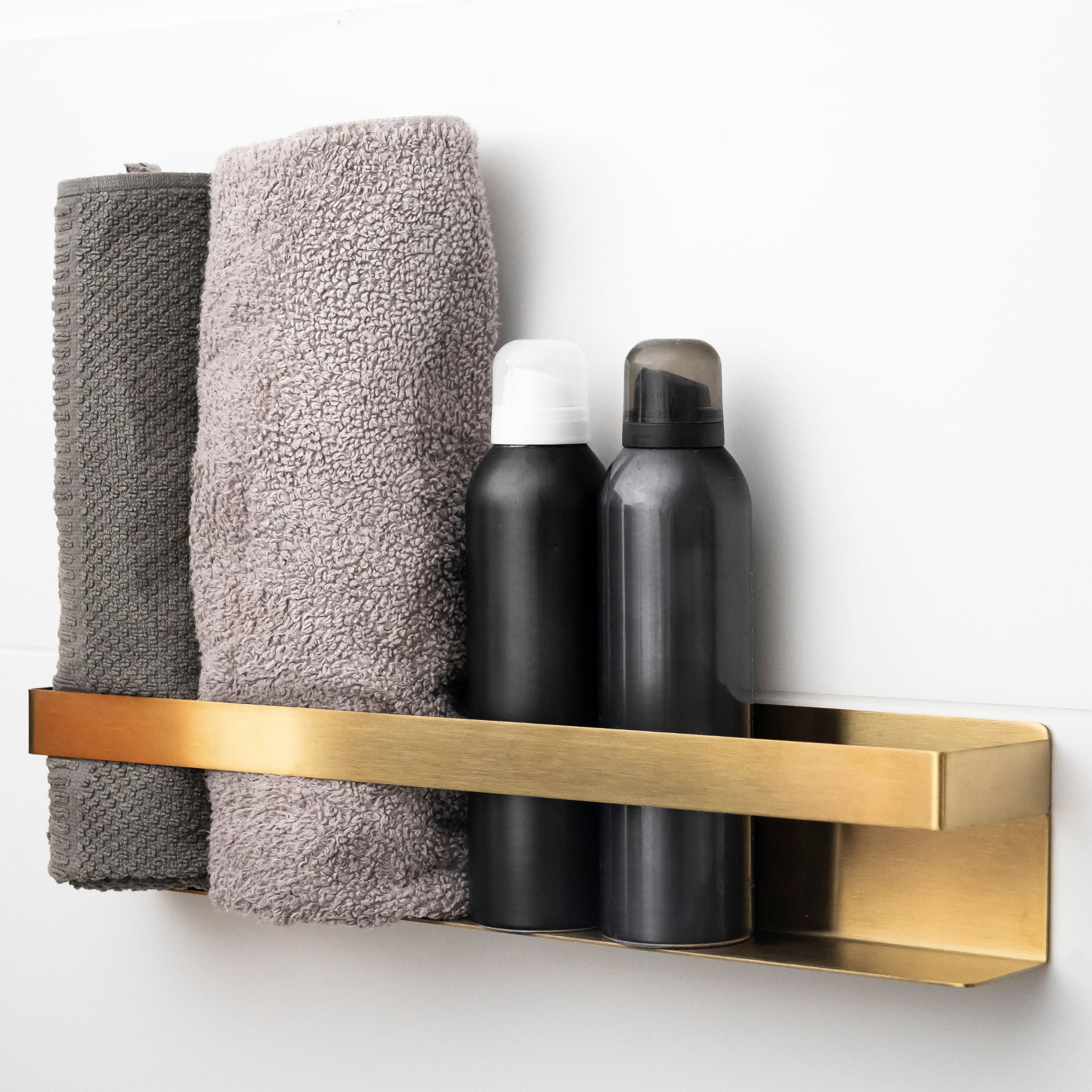 ELMOWO - Edelstahl Handtuchregal ohne Bohren für 5 Handtücher (gold)