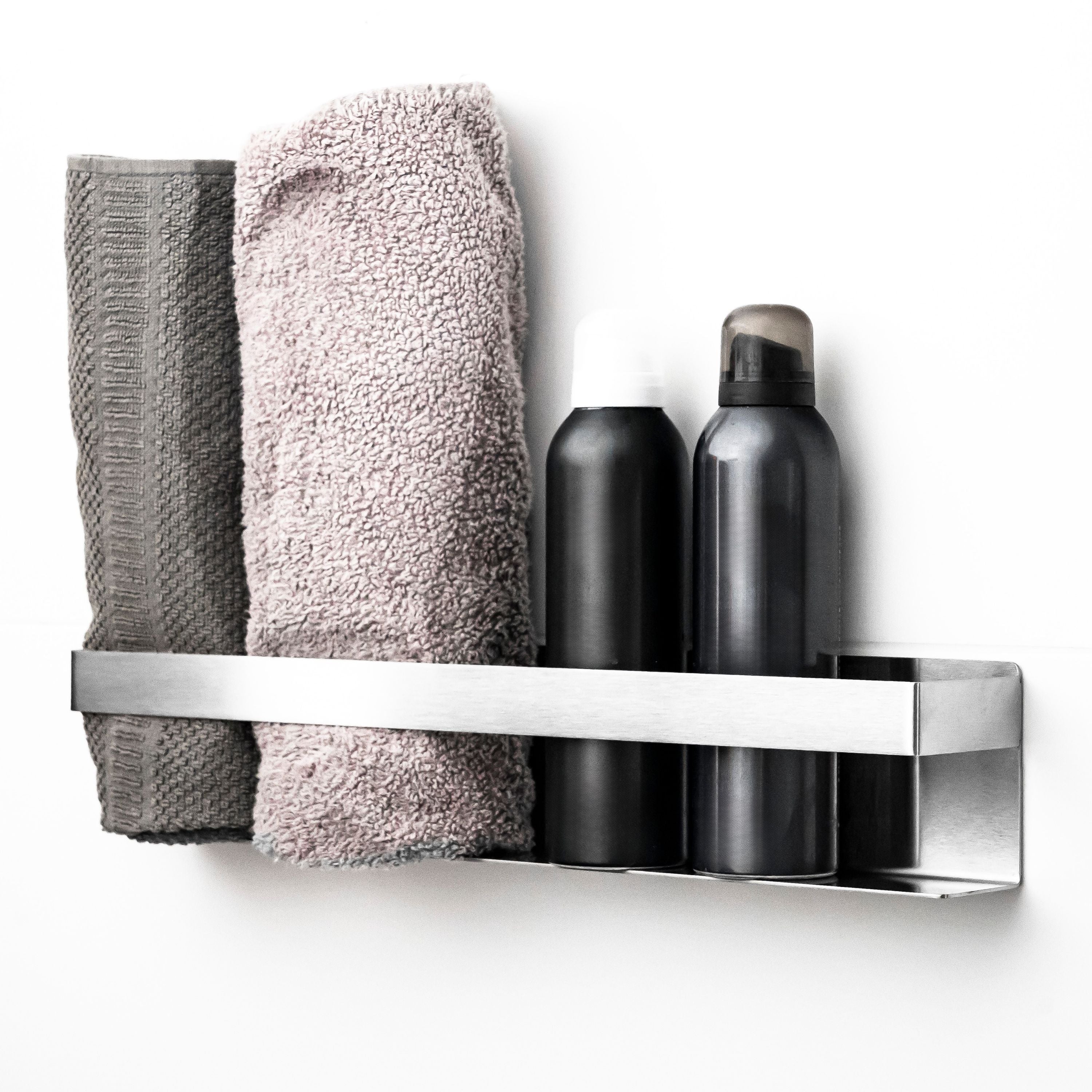 ELMOWO - Edelstahl Handtuchregal ohne Bohren für 5 Handtücher (silber)