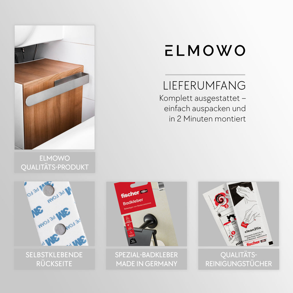 ELMOWO - Edelstahl Handtuchhalter ohne Bohren (silber)