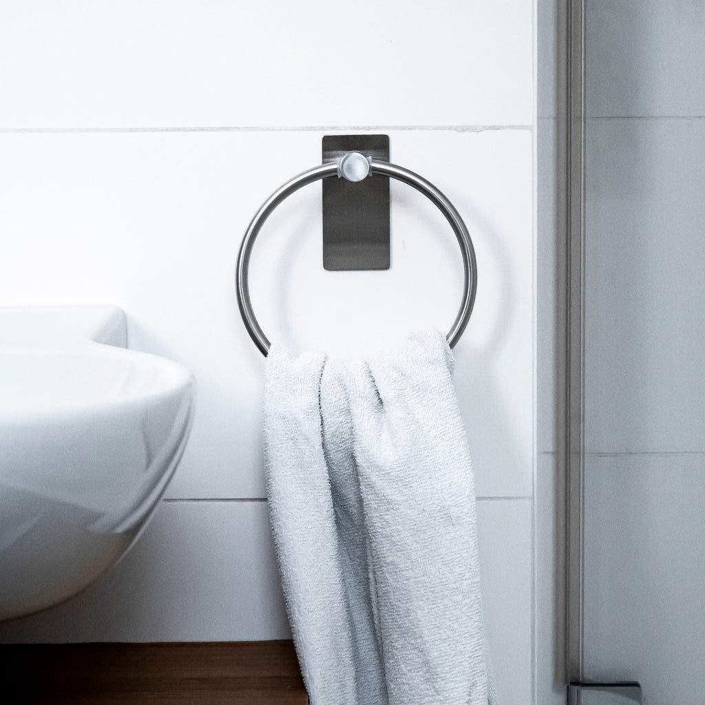 ELMOWO - Edelstahl Handtuchring ohne Bohren (silber)