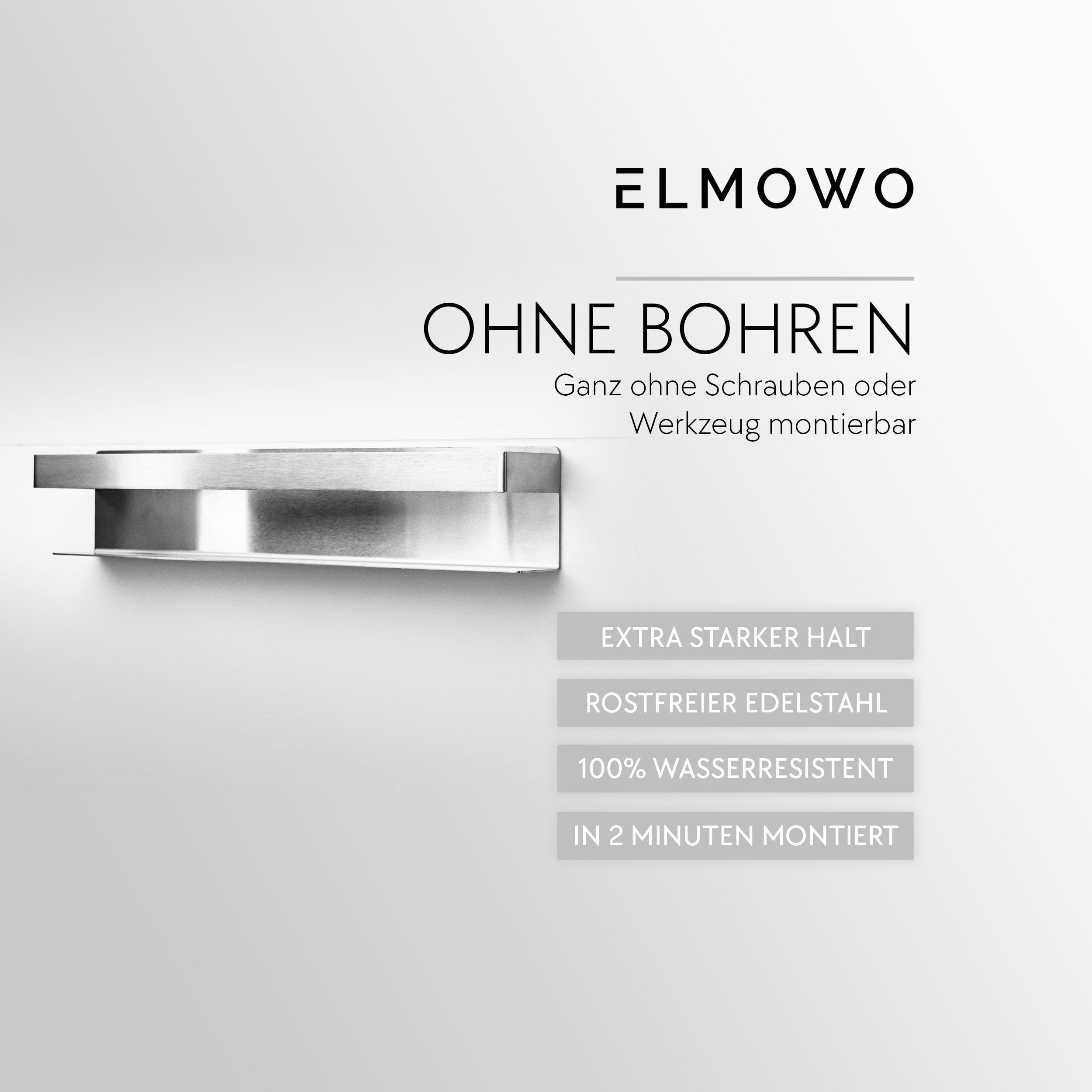 ELMOWO - Edelstahl Handtuchregal ohne Bohren für 5 Handtücher (silber)