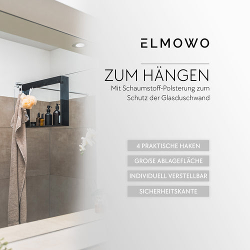 ELMOWO - Edelstahl Duschablage zum Hängen ohne Bohren für die Glasduschwand