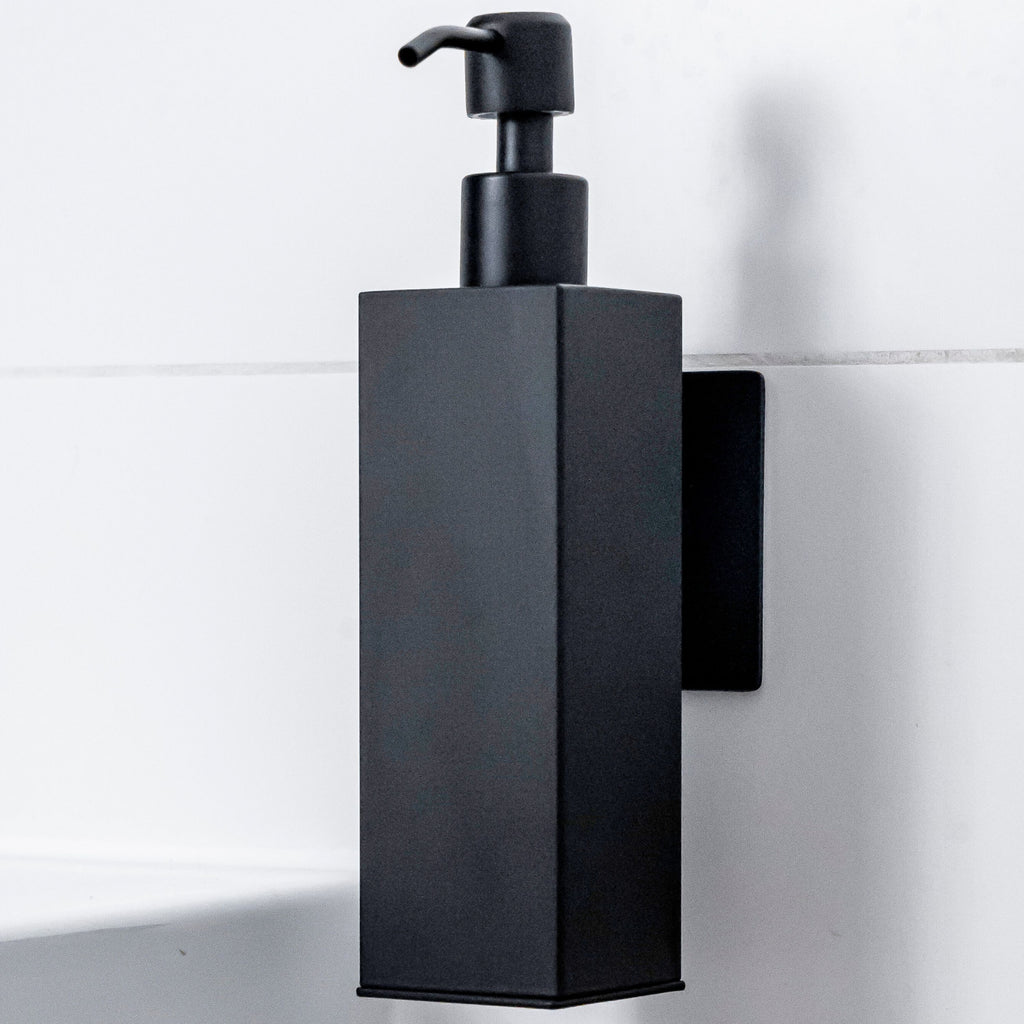 ELMOWO - Edelstahl Seifenspender ohne Bohren 220ml (schwarz) für Flüssigseife