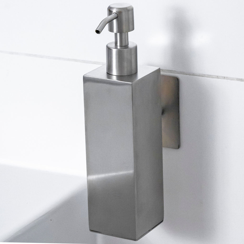 ELMOWO - Edelstahl Seifenspender ohne Bohren 220ml (silber) für Flüssigseife