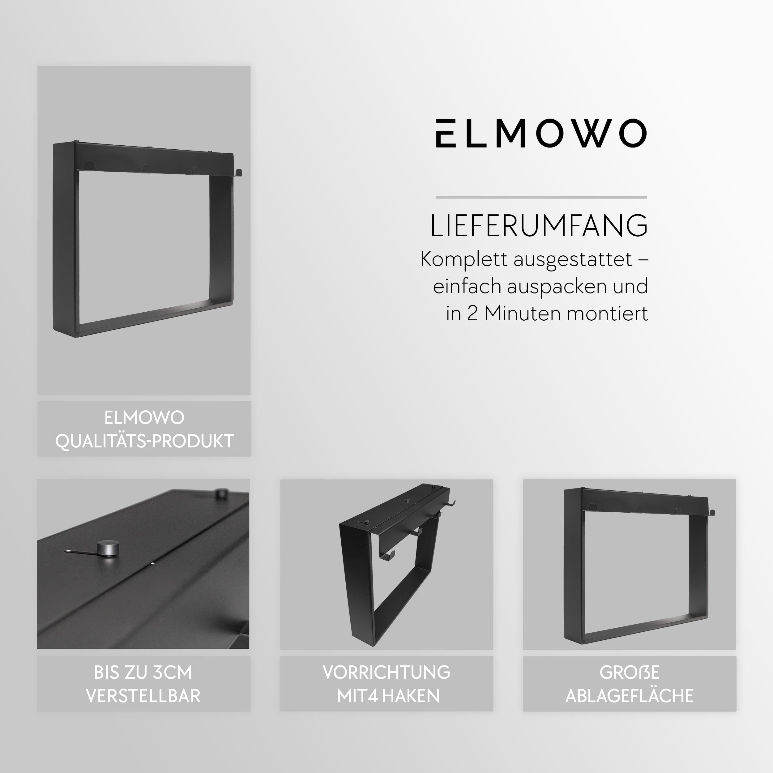 ELMOWO - Edelstahl Duschablage zum Hängen ohne Bohren für die Glasduschwand