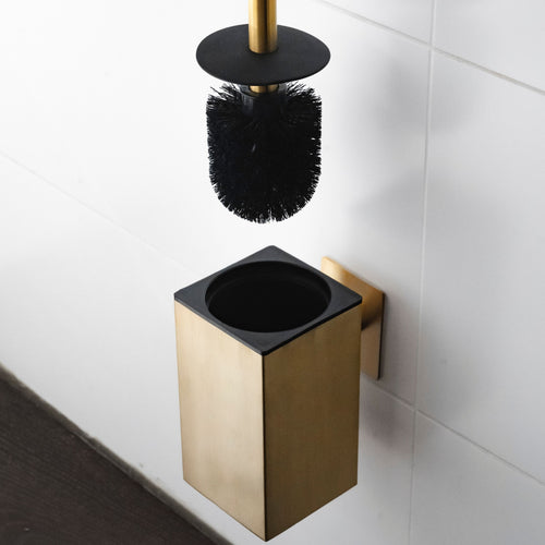 ELMOWO - Edelstahl Klobürste ohne Bohren (gold) im Komplett-Set