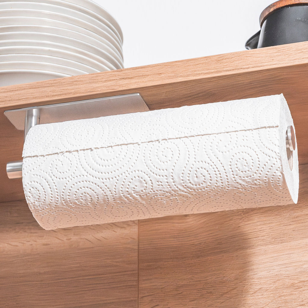 ELMOWO - Edelstahl Küchenrollenhalter ohne Bohren (silber)