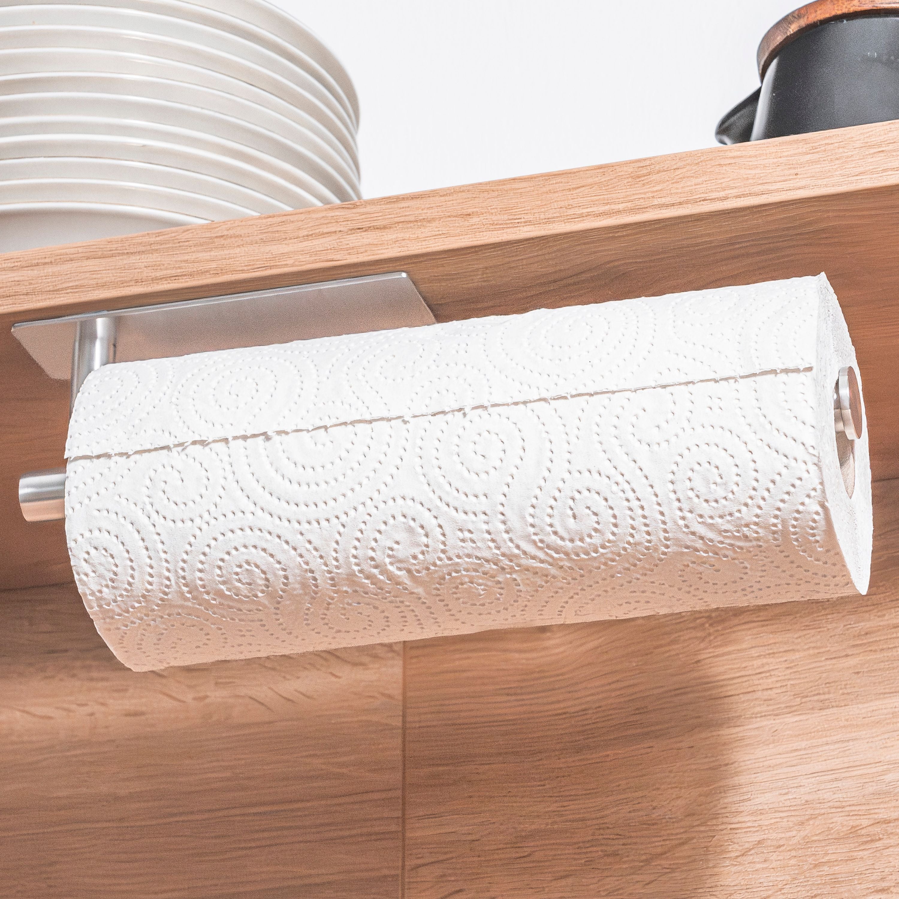 ELMOWO - Edelstahl Küchenrollenhalter ohne Bohren (silber)