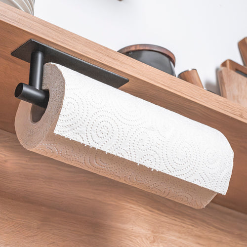 ELMOWO - Edelstahl Küchenrollenhalter ohne Bohren (schwarz)